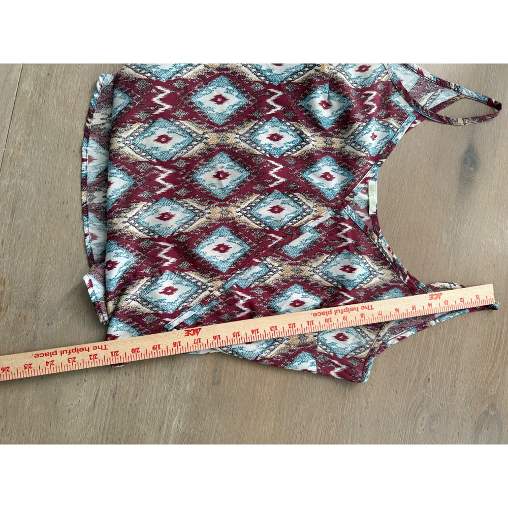 Olive Tree Womens Ikat Diamond Geometric Camisole Top Burgundy Teal Boho Small - Picture 7 of 9
